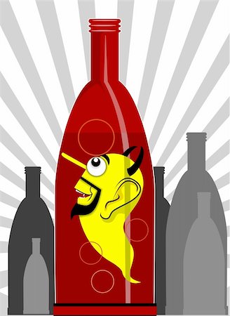 simsearch:400-04007948,k - Illustration of a vampire inside a wine bottle Fotografie stock - Microstock e Abbonamento, Codice: 400-04007990