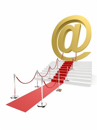 simsearch:400-04676917,k - 3d rendered illustration of a stair with a red carpet and a golden at sign sign Stock Photo - Budget Royalty-Free & Subscription, Code: 400-04008286