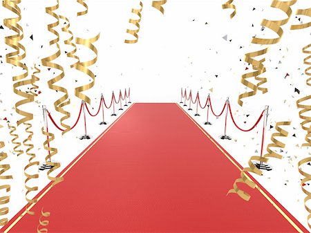 3d rendered illustration of a long red carpet with golden ribbons Stock Photo - Budget Royalty-Free & Subscription, Code: 400-04008291