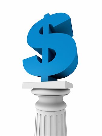 3d rendered illustration of a blue dollar sign on a white column Stock Photo - Budget Royalty-Free & Subscription, Code: 400-04008293