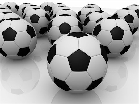 simsearch:400-08372849,k - 3d rendered illustration of many black and white footballs Stock Photo - Budget Royalty-Free & Subscription, Code: 400-04008332