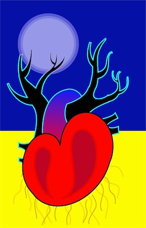 Illustration of heart under moonlight Stock Photo - Budget Royalty-Free & Subscription, Code: 400-04008691