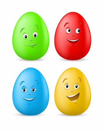 eggs with face - funny coloured easter eggs with happy faces vector illustration for easter holiday Stock Photo - Budget Royalty-Free & Subscription, Code: 400-04009589