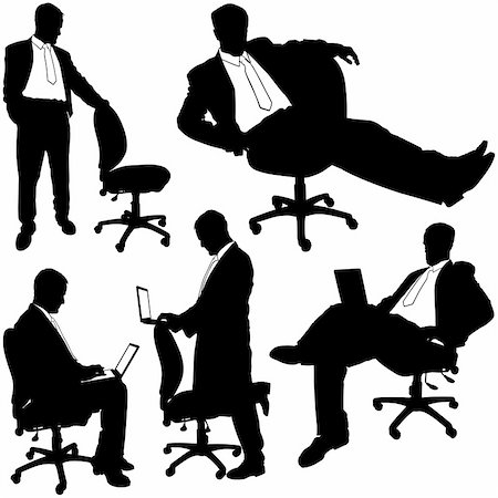 shirt and tie and jacket vector - Business Silhouettes 23 - Manager and rolling chair - illustrations as vector. Stock Photo - Budget Royalty-Free & Subscription, Code: 400-04009582