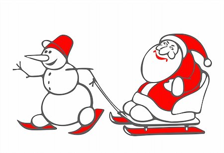 simsearch:400-04662476,k - Stylized snowball and Santa Claus on a white background. Digital illustration. Stock Photo - Budget Royalty-Free & Subscription, Code: 400-04009707