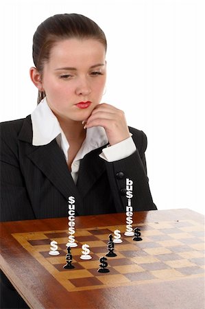 simsearch:400-05663929,k - businesswoman plays in the chess Stock Photo - Budget Royalty-Free & Subscription, Code: 400-04009915