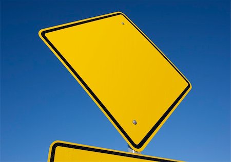 Blank road sign with deep blue sky background. Contains clipping path. Stock Photo - Budget Royalty-Free & Subscription, Code: 400-04000013