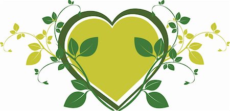 Illustration of heart with leaves and decoration Stock Photo - Budget Royalty-Free & Subscription, Code: 400-04000090