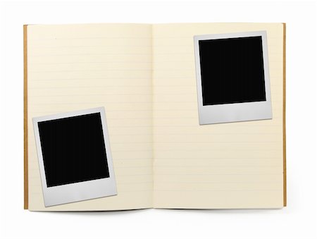 simsearch:400-06568755,k - lined exercise book and two photo frames on white, visible shadow in front Stock Photo - Budget Royalty-Free & Subscription, Code: 400-04000190