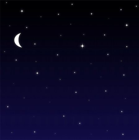 Graphic illustration of night sky with stars and moon. Stock Photo - Budget Royalty-Free & Subscription, Code: 400-04000275