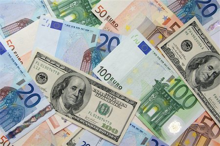 Banknotes of euros and dollars Photographie de stock - Aubaine LD & Abonnement, Code: 400-04000293