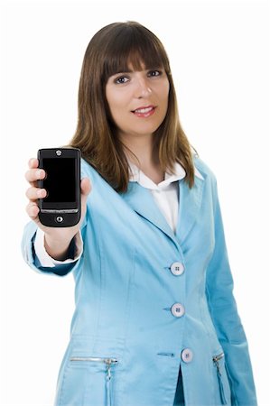 simsearch:400-04434095,k - Beautiful businesswoman holding a PDA over a white background Photographie de stock - Aubaine LD & Abonnement, Code: 400-04000418