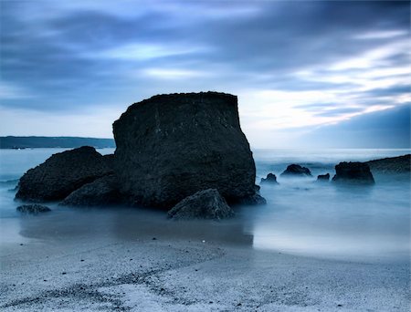 simsearch:400-03925229,k - Picture of a beautiful beach at night in Long exposition mode Stock Photo - Budget Royalty-Free & Subscription, Code: 400-04000419