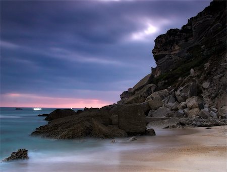 simsearch:400-03925229,k - Picture of a beautiful beach at night in Long exposition mode Stock Photo - Budget Royalty-Free & Subscription, Code: 400-04000420