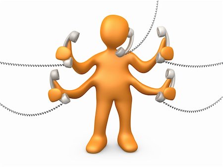 simsearch:400-04291703,k - 3d person with four arms trying to talk on five different phones. Stock Photo - Budget Royalty-Free & Subscription, Code: 400-04000626