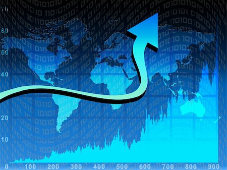 excel - Chart and arrow over blue world map background Stock Photo - Budget Royalty-Free & Subscription, Code: 400-04000687