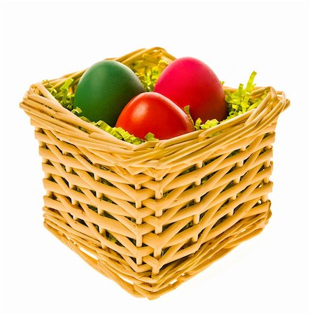 simsearch:400-05040794,k - Small basket with multi-coloured Easter eggs Stock Photo - Budget Royalty-Free & Subscription, Code: 400-04000744