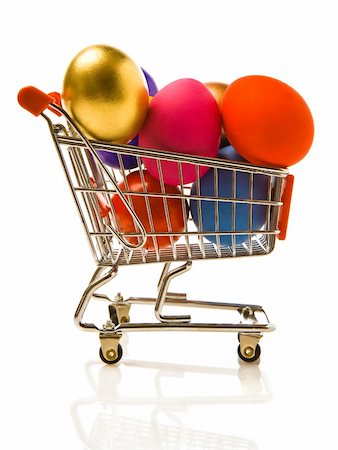 simsearch:400-05040794,k - Many multi-coloured Easter eggs in the small store cart Stock Photo - Budget Royalty-Free & Subscription, Code: 400-04000745