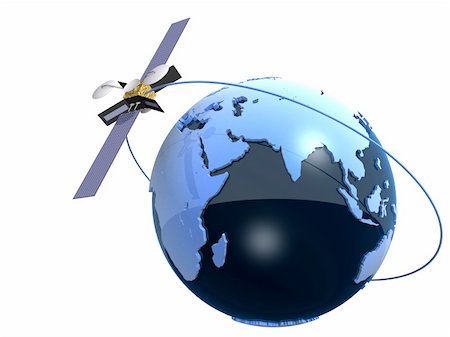 simsearch:400-07995091,k - 3d rendered illustration of a blue globe and a satelite Stock Photo - Budget Royalty-Free & Subscription, Code: 400-04000800