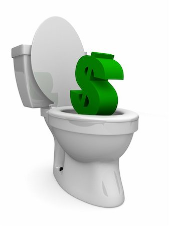 simsearch:400-04835835,k - 3d rendered illustration of a white toilet and a green dollar sign Fotografie stock - Microstock e Abbonamento, Codice: 400-04000836