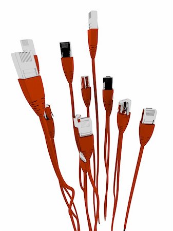 3d rendered illustration of many red network cables Stock Photo - Budget Royalty-Free & Subscription, Code: 400-04000850