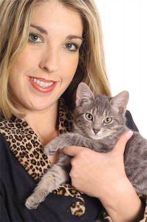 pretty blonde with kitten Stock Photo - Budget Royalty-Free & Subscription, Code: 400-04001074