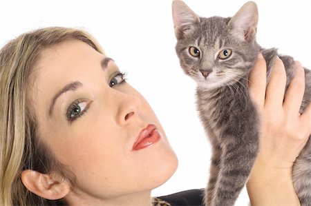 kissing her kitten Stock Photo - Budget Royalty-Free & Subscription, Code: 400-04001077