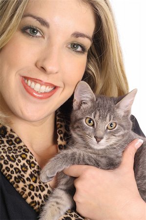 gorgeous blonde with kitty cat Stock Photo - Budget Royalty-Free & Subscription, Code: 400-04001073