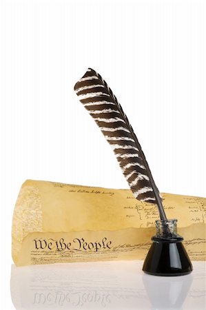Quill and United States Constitution isolated on white Stock Photo - Budget Royalty-Free & Subscription, Code: 400-04001298