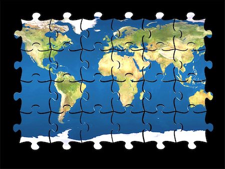 simsearch:400-04633842,k - 3d coloured puzzle with world map on pieces isolated Stock Photo - Budget Royalty-Free & Subscription, Code: 400-04001324