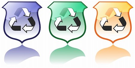 simsearch:400-04001346,k - Set of Three High Quality Recycling Icons Vectors Foto de stock - Royalty-Free Super Valor e Assinatura, Número: 400-04001344