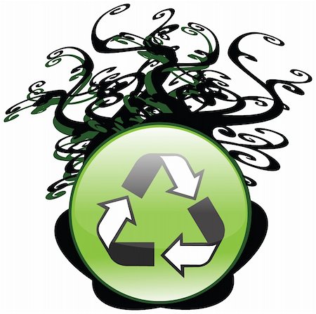 simsearch:400-04001346,k - High Quality Recycling Icon With Tree Branches Escaping Illustration Vector Foto de stock - Royalty-Free Super Valor e Assinatura, Número: 400-04001346