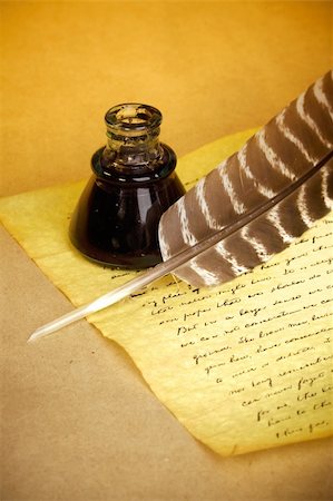 Quill, inkwell, and old letter with an antique look Stock Photo - Budget Royalty-Free & Subscription, Code: 400-04001380