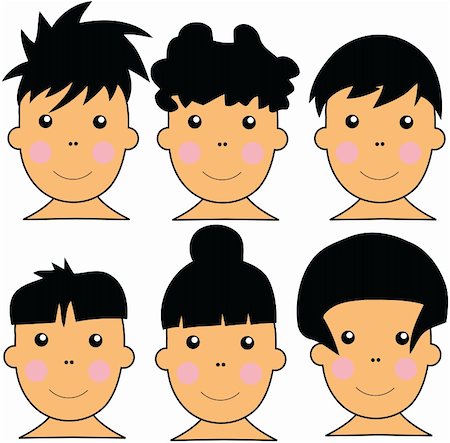 remygerega (artist) - 1Series of 6 Cute Caucasian Kids Vector Illustration With DIfferent Hairstyles Stock Photo - Budget Royalty-Free & Subscription, Code: 400-04001461