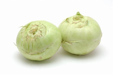 Close up of kohlrabi stems in isolated white background Stockbilder - Microstock & Abonnement, Bildnummer: 400-04001623