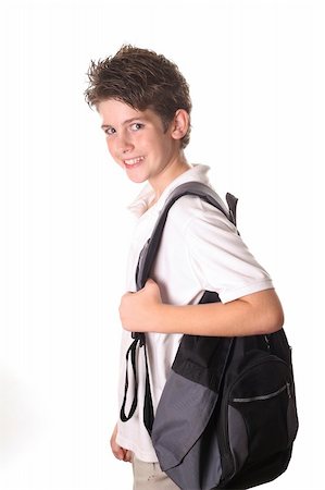 school boy with book bag Stock Photo - Budget Royalty-Free & Subscription, Code: 400-04001904