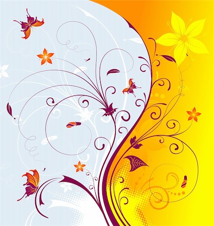 simsearch:400-04368497,k - Flower background with butterfly, element for design, vector illustration Fotografie stock - Microstock e Abbonamento, Codice: 400-04002254
