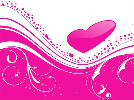 simsearch:400-04406888,k - Valentines Day background with Hearts, flower and wave, element for design, vector illustration Photographie de stock - Aubaine LD & Abonnement, Code: 400-04002285