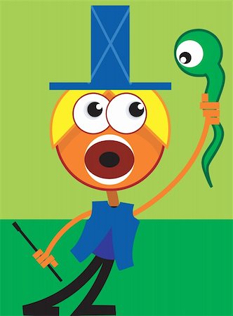 simsearch:400-04026368,k - Illustration of a magician holding a green snake Fotografie stock - Microstock e Abbonamento, Codice: 400-04002496