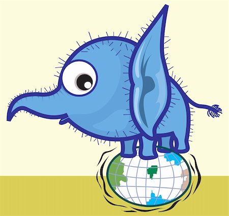 simsearch:400-04026368,k - Illustration of an elephant standing on top of a globe Fotografie stock - Microstock e Abbonamento, Codice: 400-04002508