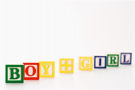 Alphabet toy building blocks spelling the words boy plus girl. Stock Photo - Budget Royalty-Free & Subscription, Code: 400-04002725