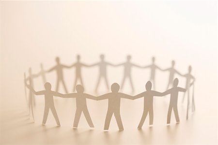 Cutout paper people standing in circle holding hands. Stock Photo - Budget Royalty-Free & Subscription, Code: 400-04002760