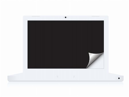 simsearch:400-05125337,k - Vector - Laptop notebook showing a black background with paper curl. Foto de stock - Super Valor sin royalties y Suscripción, Código: 400-04003105