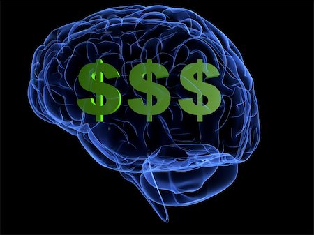 simsearch:400-05120947,k - 3d rendered illustration of a human brain with green dollar signs Stock Photo - Budget Royalty-Free & Subscription, Code: 400-04003523