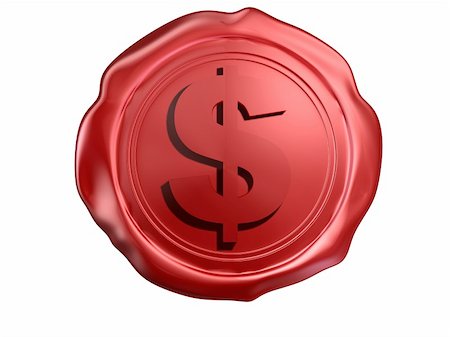 dollar sign stamps - 3d rendered illustration of a red wax seal with a dollar sign Stock Photo - Budget Royalty-Free & Subscription, Code: 400-04003553