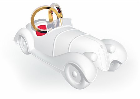 Wedding car - detailed illustration as vector, Wedding announcement - source image. Stock Photo - Budget Royalty-Free & Subscription, Code: 400-04003797