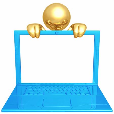 The LuMaxArt Golden Guy With Ultra Thin Laptop Fotografie stock - Microstock e Abbonamento, Codice: 400-04014535