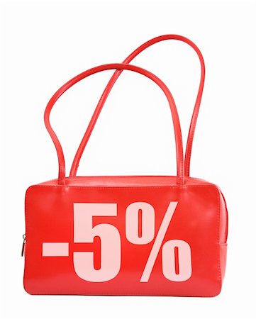 simsearch:695-05778940,k - red leather handbag with sale sign on white background, photo does not infringe any copyright Fotografie stock - Microstock e Abbonamento, Codice: 400-04014755