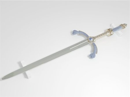3d scene beautiful medieval sword on stand Stock Photo - Budget Royalty-Free & Subscription, Code: 400-04015289