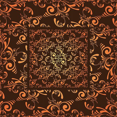 simsearch:400-07746428,k - Grunge floral seamless wallpaper design in orange and maroon Foto de stock - Super Valor sin royalties y Suscripción, Código: 400-04016116